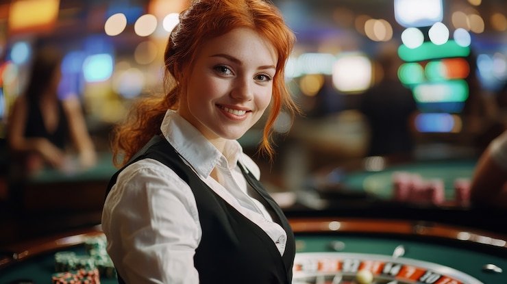 Studio Lucky Twins dengan dealer profesional dan kartu yang terlihat jelas dari kamera HD